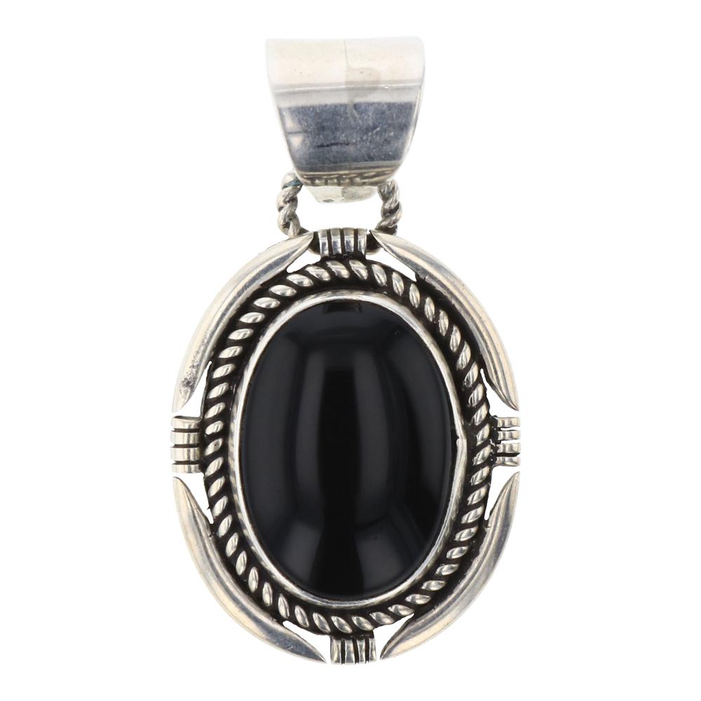 Vintage Black Onyx Saw Work Pendant (1 of 2)