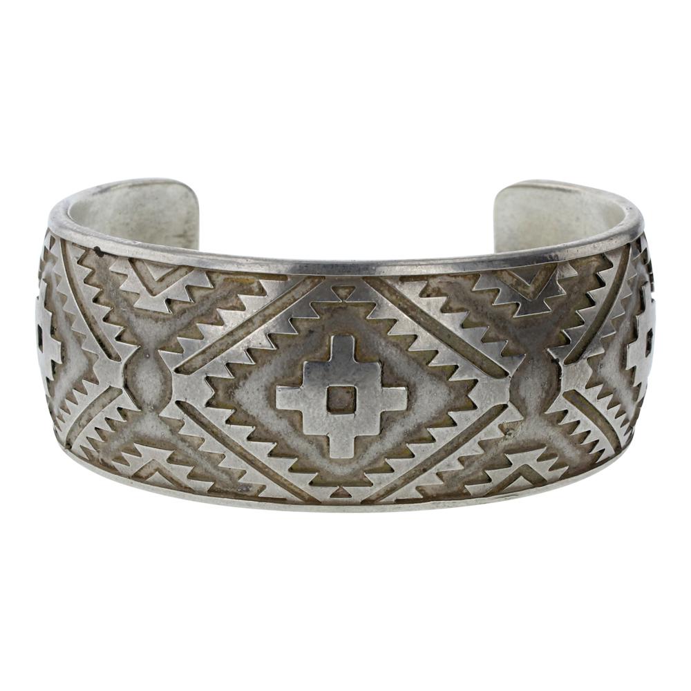 Vintage Navajo Rug Pattern Cuff Bracelet (1 of 3)