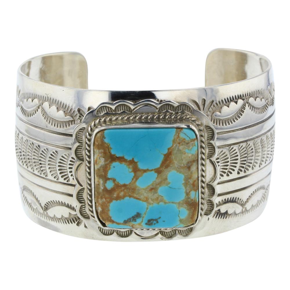 J. Nelson Nevada Turquoise Stamped Wide Cuff Bracelet (1 of 4)