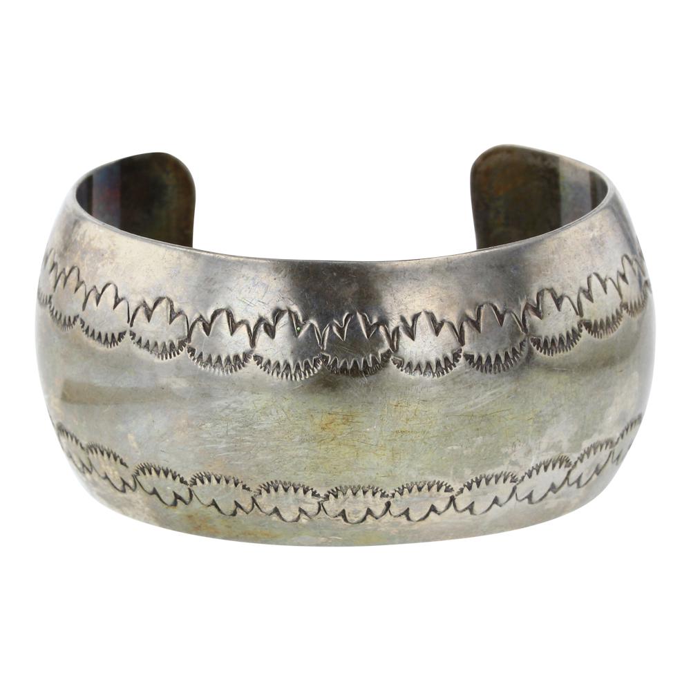 Old Pawn Domed Stamp Cuff Bracelet (1 of 4)