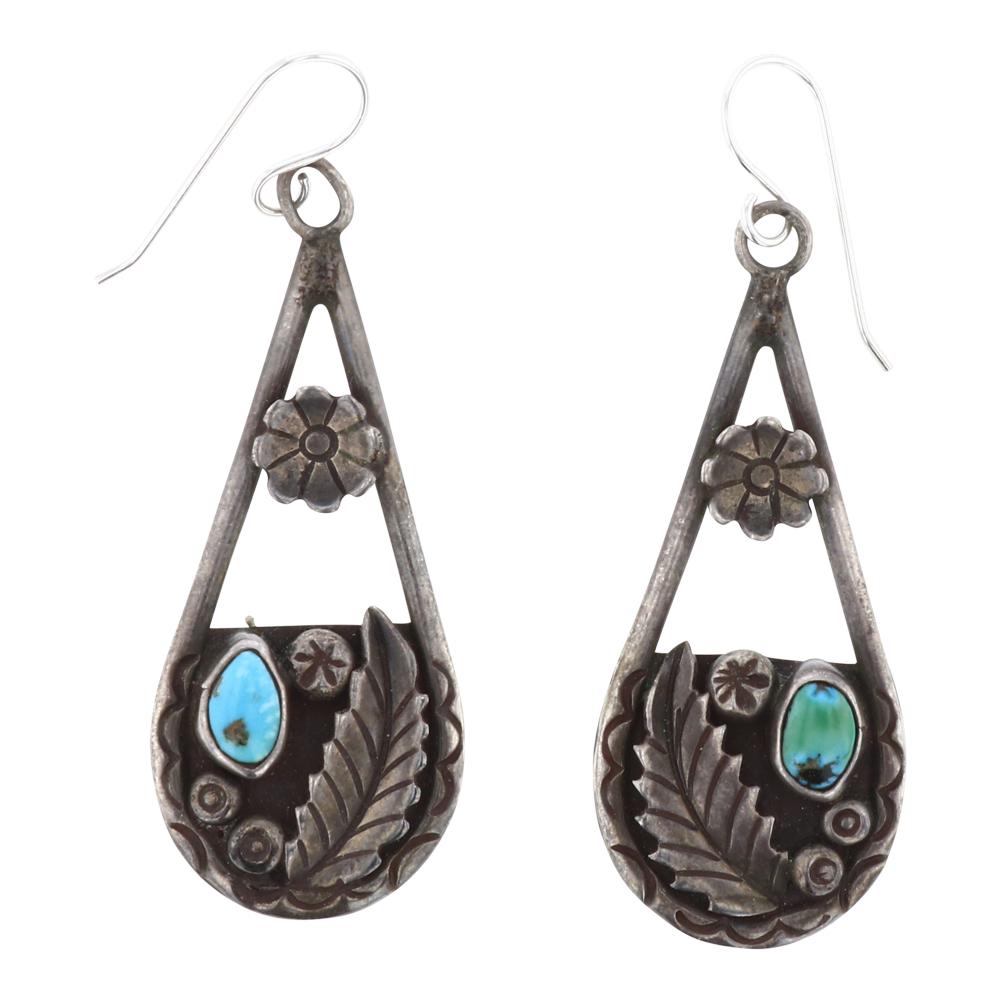 Old Pawn Nevada Turquoise Leaf Earrings (1 of 2)