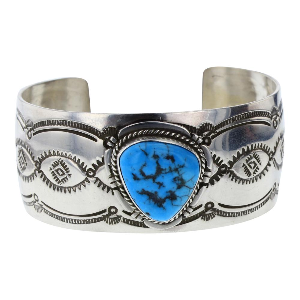 J. Nelson Kingman Nugget Turquoise Wide Cuff Bracelet (1 of 4)