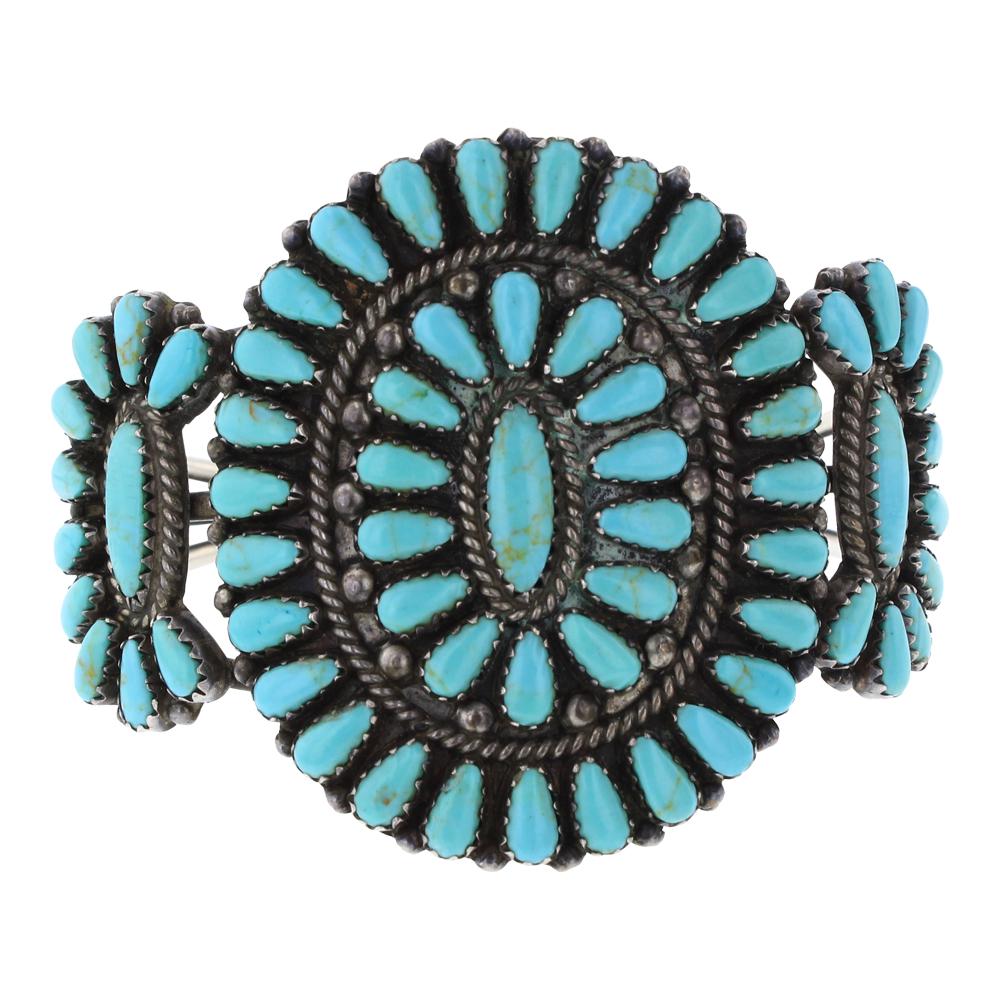 Old Pawn Turquoise Cluster Cuff Bracelet (1 of 3)