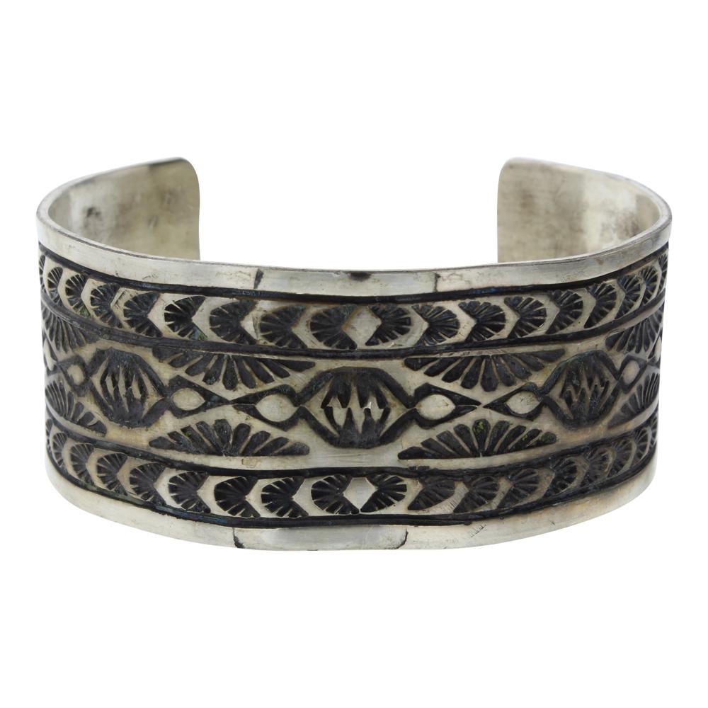 RE Vintage Heavy Geometric Stamp Cuff Bracelet (1 of 4)