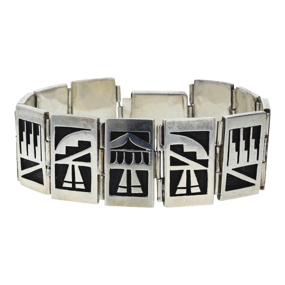 Vintage Hopi Overlay Link Bracelet (1 of 4)