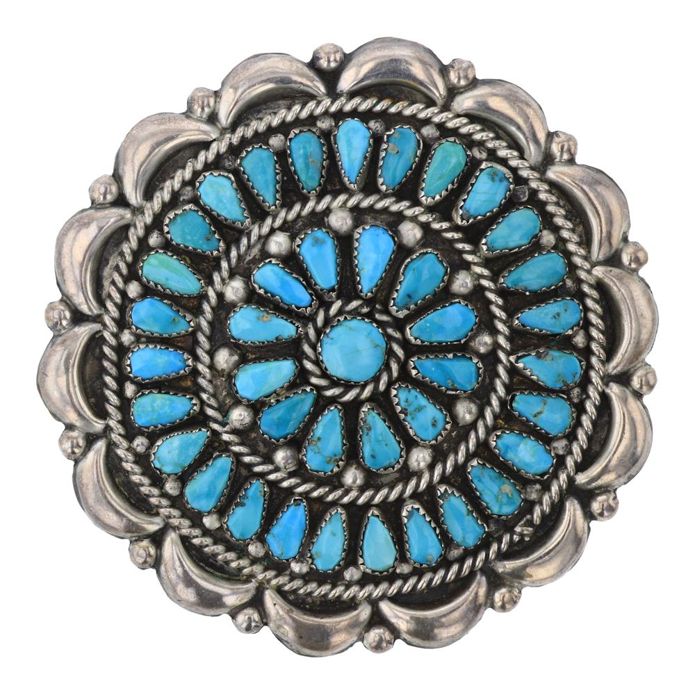 Old Pawn Kingman Turquoise Cluster Pin (1 of 2)