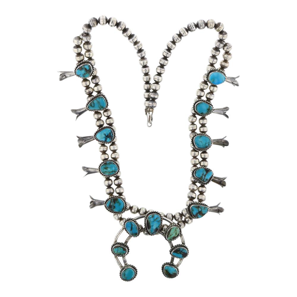 Old Pawn Nevada Turquoise  Squash Blossom Necklace (1 of 3)