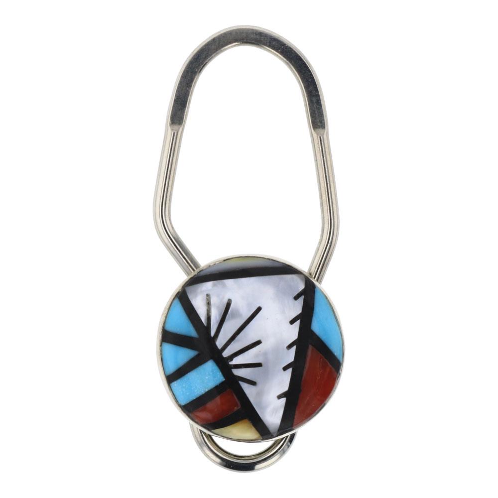 Zuni Inlay Turquoise & Coral  Key Chain (1 of 2)