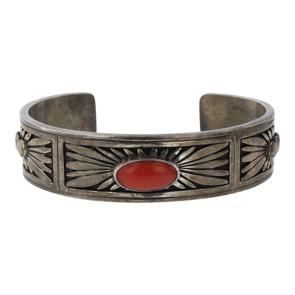 Marita Benally Mediterranean Coral Cuff Bracelet (1 of 4)