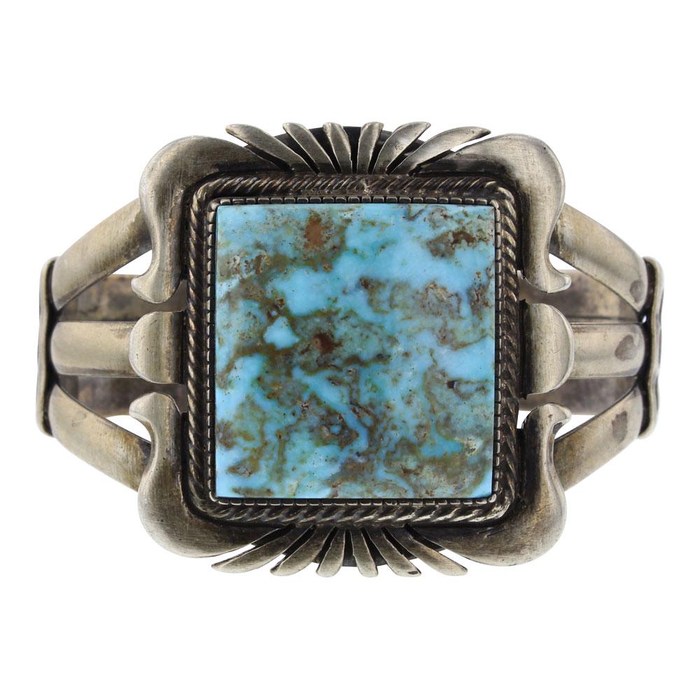 Mark Yazzie Dry Creek Square Turquoise Bracelet (1 of 3)