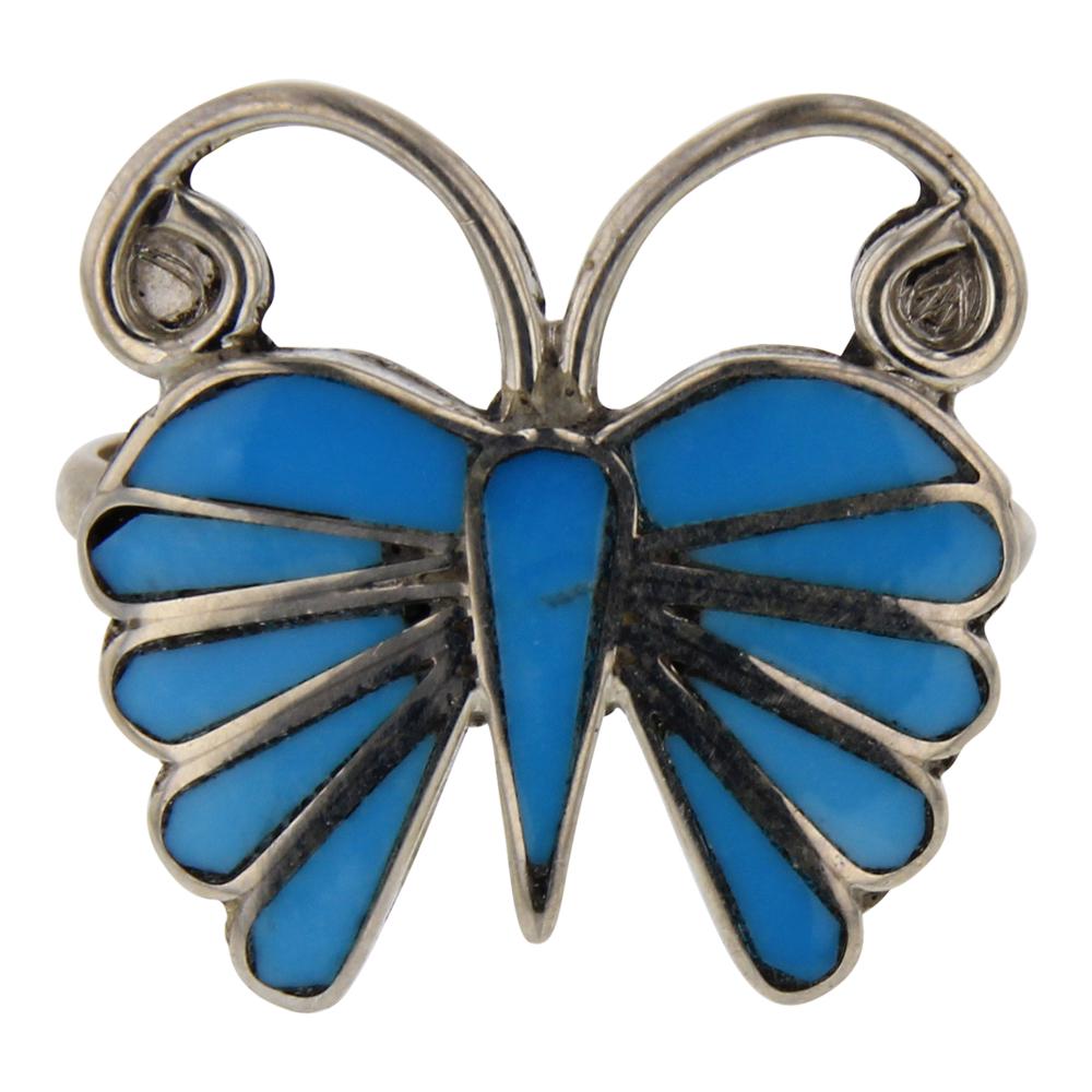 Vintage Turquoise Zuni Butterfly Ring (1 of 3)