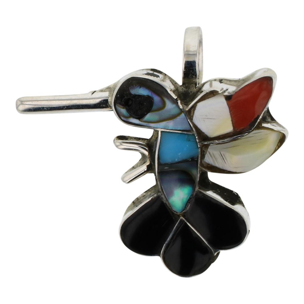 DE Zuni Inlay Mixed Stone Humming Bird Pendant (1 of 2)