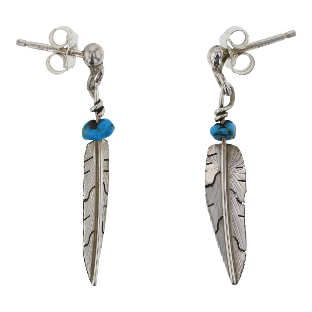 Turquoise Feather Dangle Earrings (1 of 2)