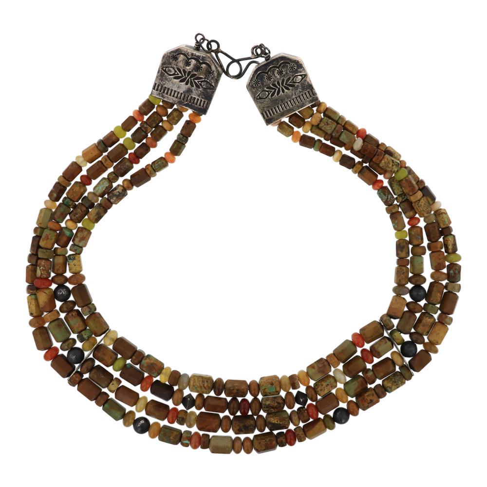 Turquoise Jasper & Agate Four Strand Necklace (1 of 4)