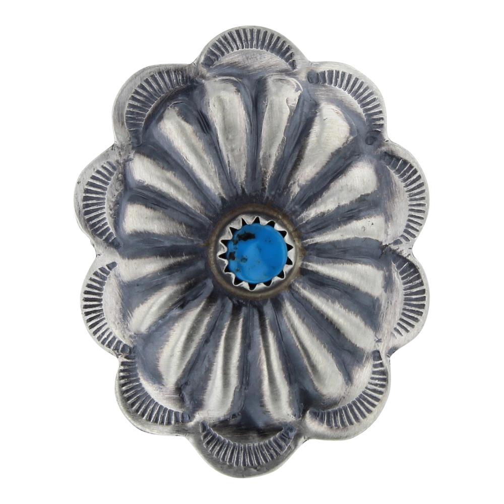 Kingman Turquoise Stamped Concho Ring (1 of 3)