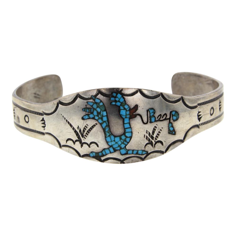 Old Pawn Vintage Roadrunner Chip Inlay Turquoise & (1 of 5)