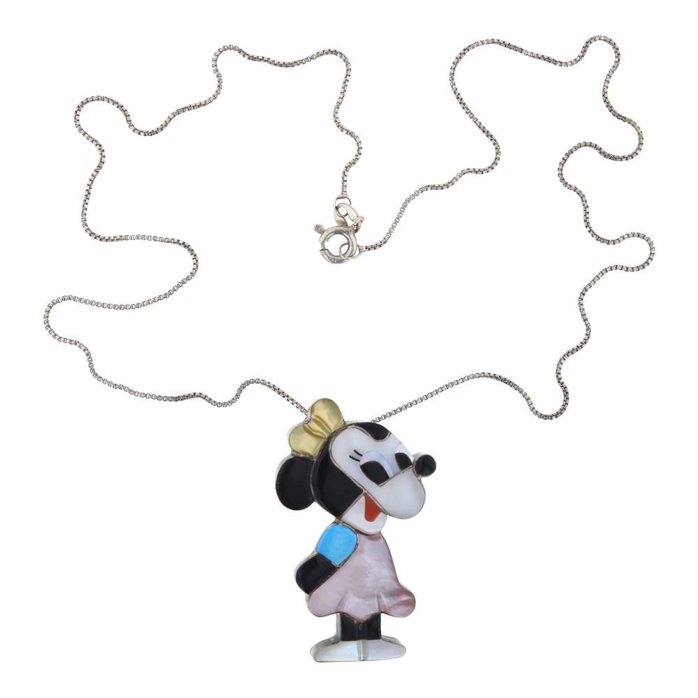 Vintage Zuni Cartoon Disney Minnie Mouse Inlay Pendant (1 of 3)