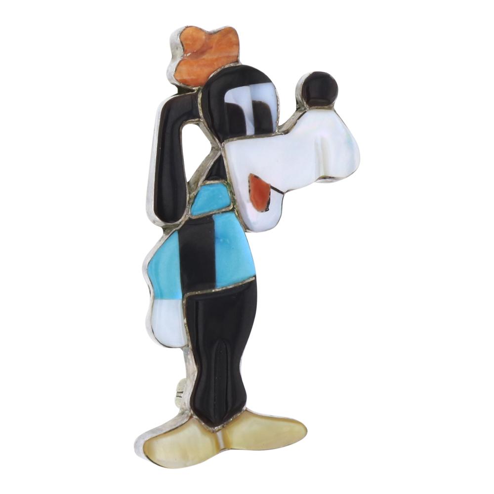 Vintage Zuni Cartoon Disney Goofy Inlay Pin & Pendant (1 of 2)