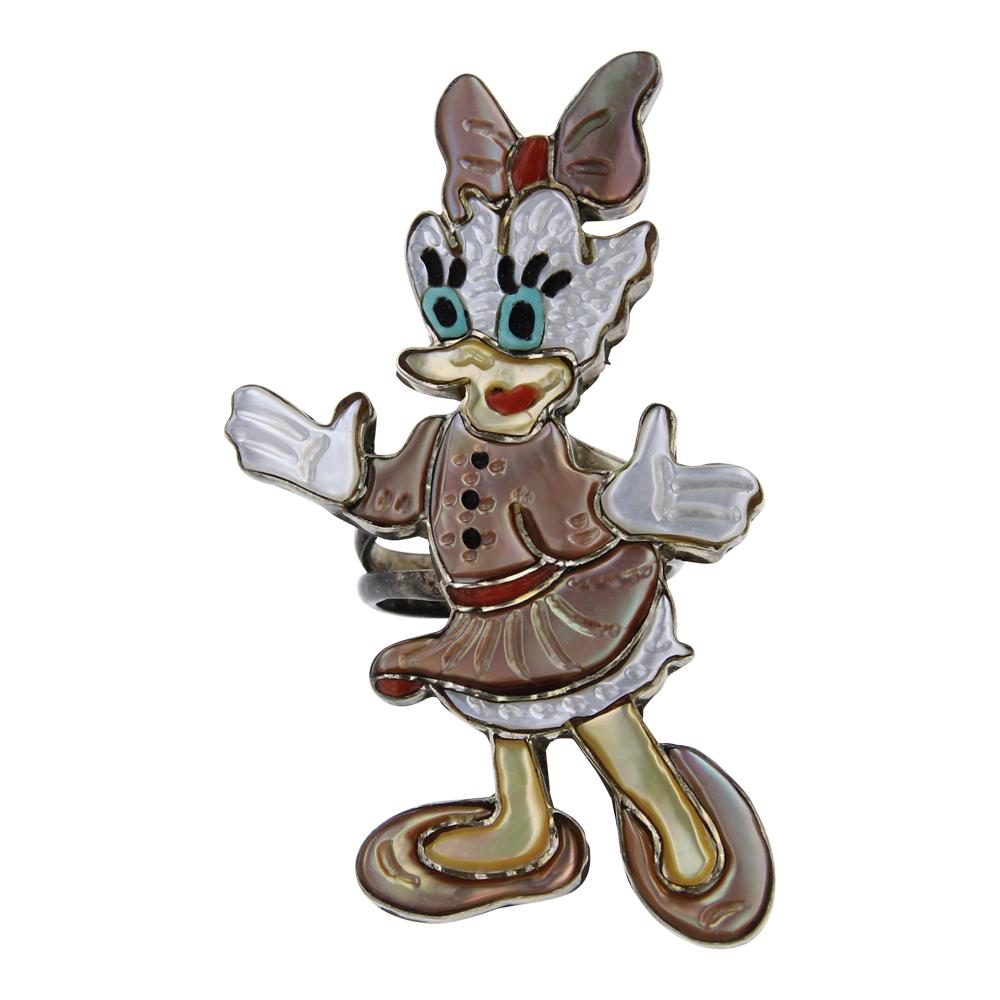 Vintage Zuni Cartoon Disney Inlay Daisy Duck Ring (1 of 3)