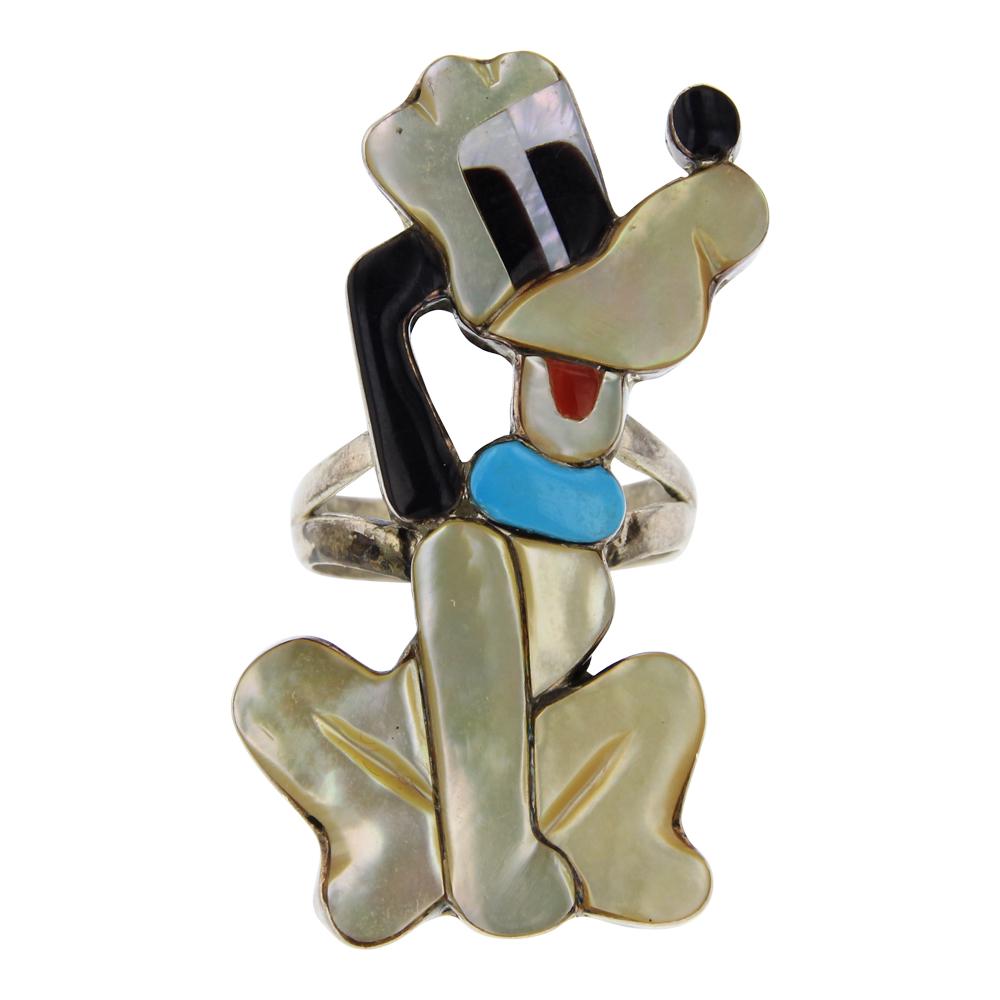 Vintage Zuni Cartoon Disney Inlay Pluto The Dog Ring (1 of 3)