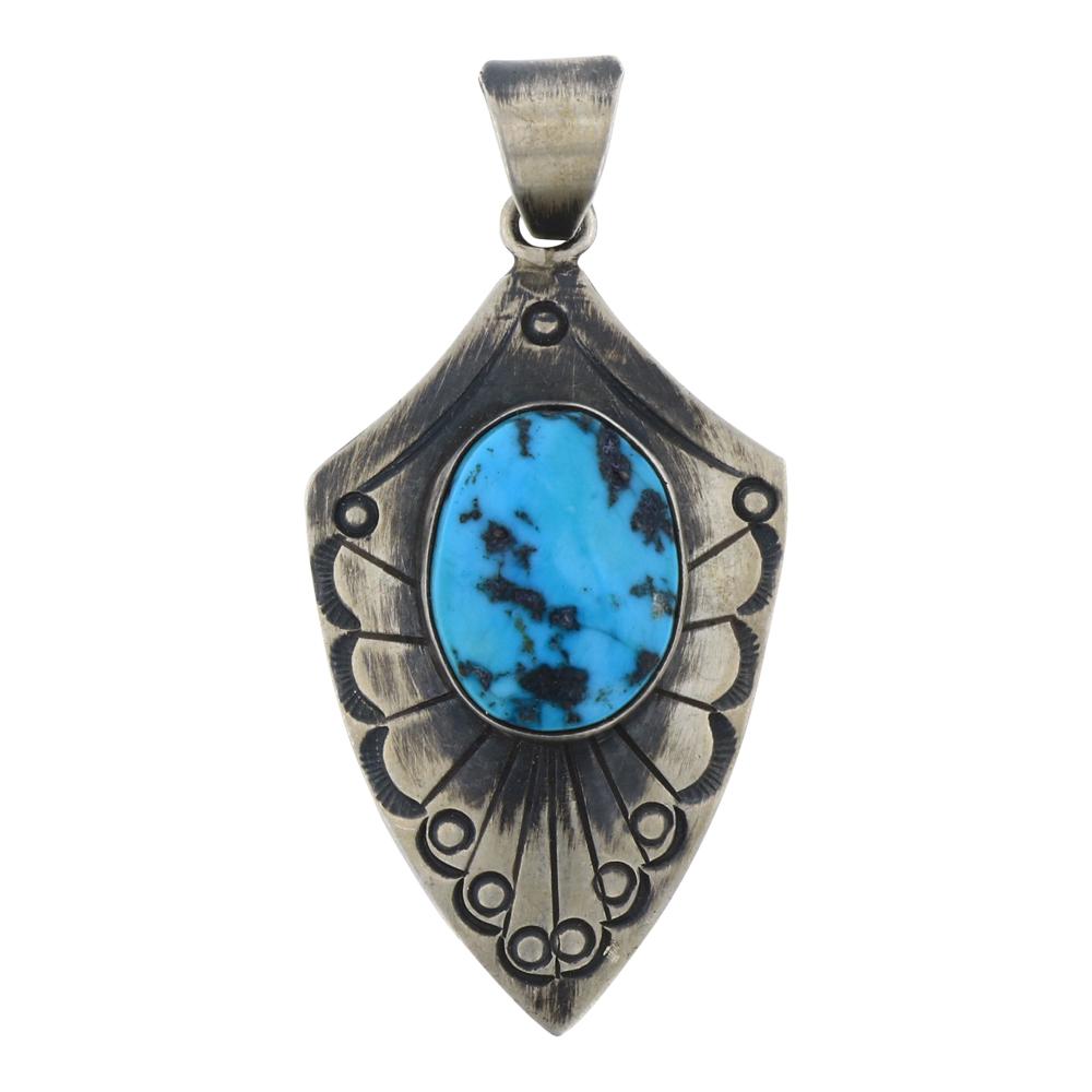 Raymond Beard Sleeping Beauty Nugget Turquoise Arrow: Sterling Silver | Genuine Sleeping Beauty Nugget Turquoise | Raymond Beard Sleeping Beauty Nugget Turquoise Arrow Head Pendant | Navajo Native American Southwest Indian Jewelry | Weight:15.1 Grams, | 