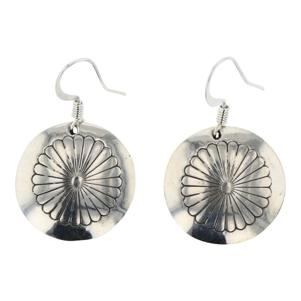 Navajo Button Stamp Plain Silver Earrings (1 of 2)