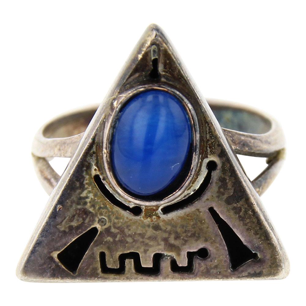 Vintage Lapis Overlay Triangle Ring (1 of 3)