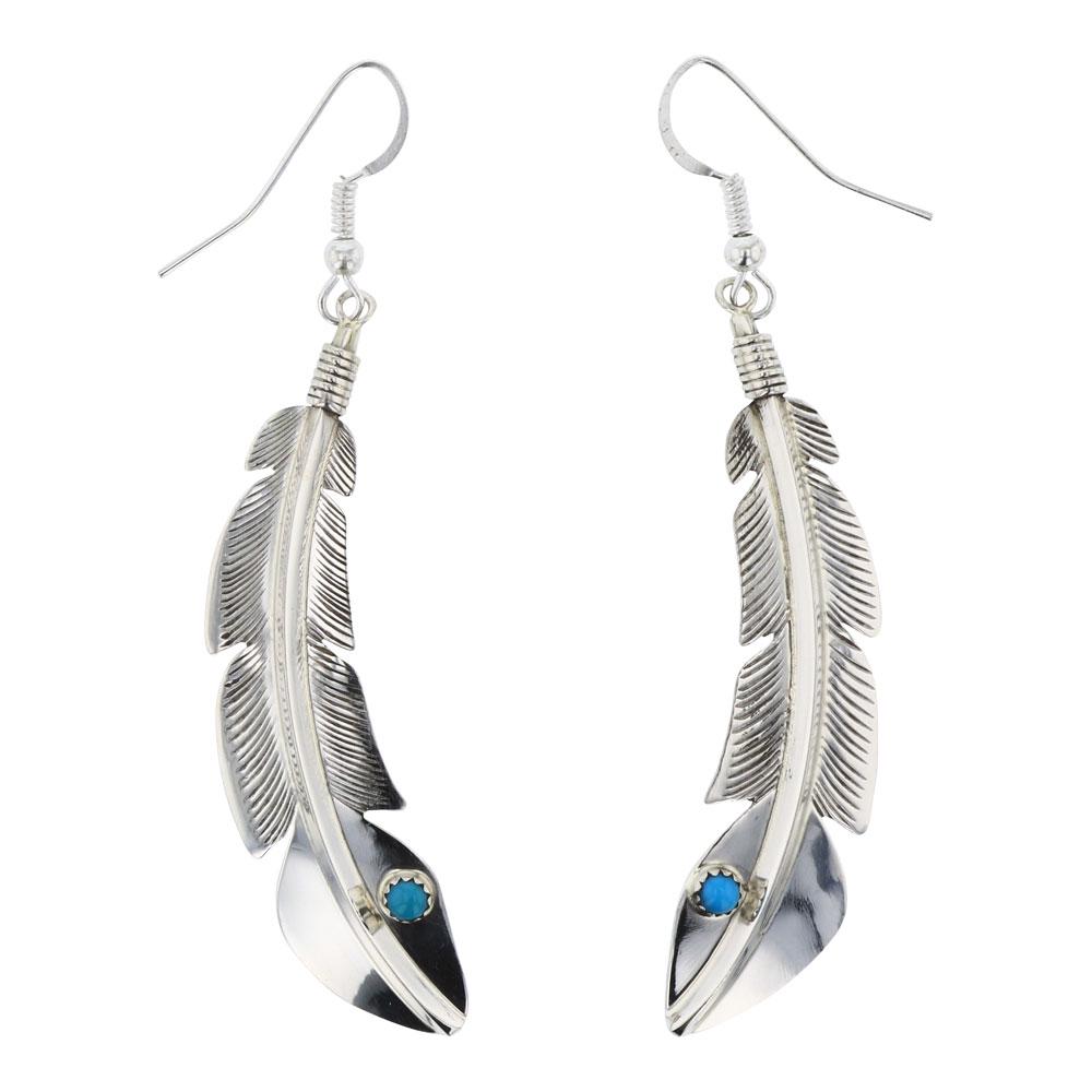 Billy Long  Feather work Turquoise Earrings (1 of 2)