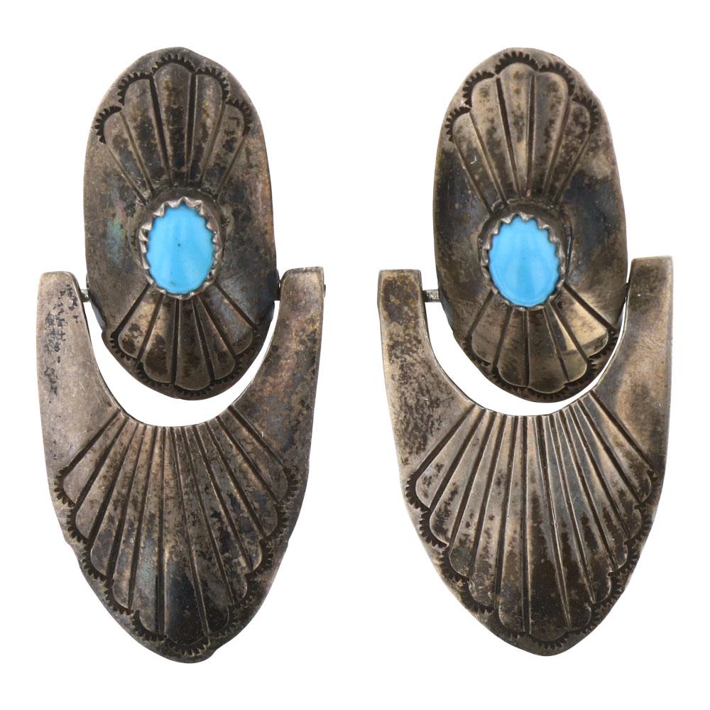 Old Pawn Turquoise Fan Style Earrings (1 of 2)