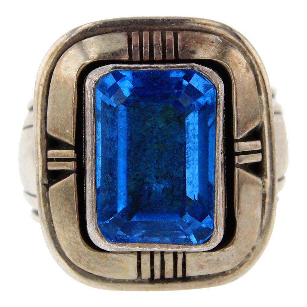 Navajo Double Stack Faceted Blue Topaz Ring (1 of 3)