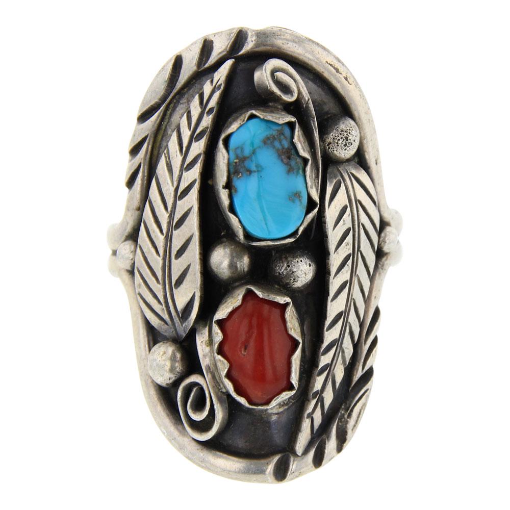 Robert Kelly Vintage Turquoise & Coral Ring (1 of 4)