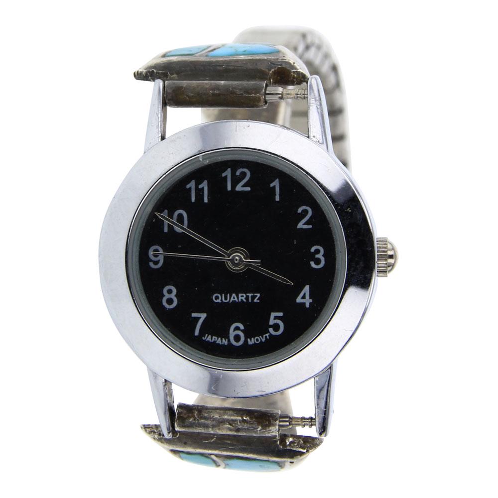 Vintage Turquoise Inlay Watch Bracelet (1 of 4)