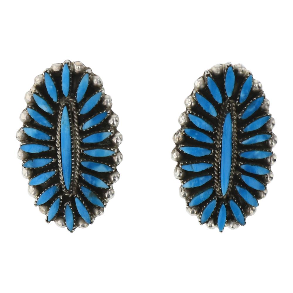 Turquoise Needlepoint Clip Earrings (1 of 2)