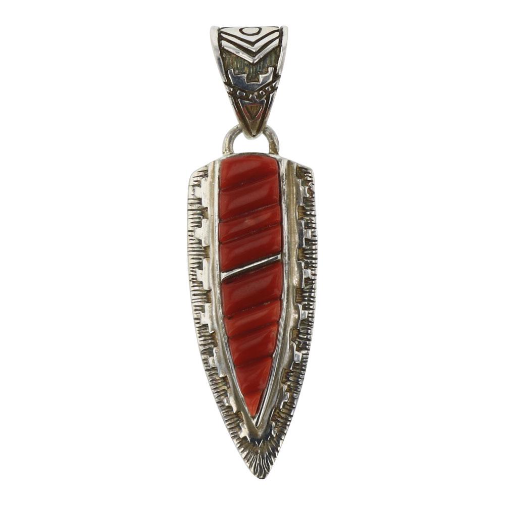 Coral Cobblestone Inlay Pendant (1 of 2)
