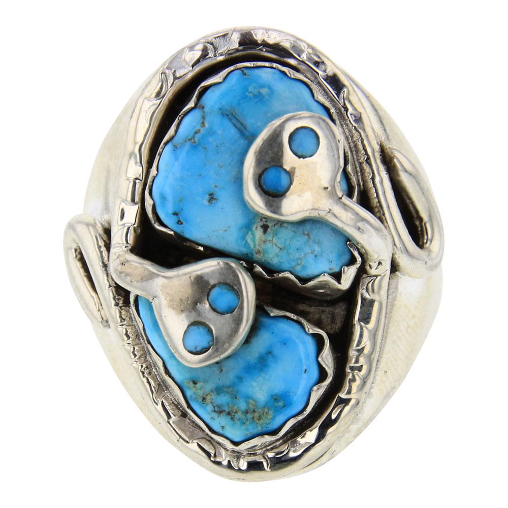 Effie C. Zuni Turquoise Snake Eye Men's Ring (1 of 4)