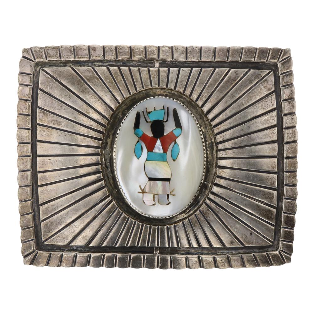 CM Yazzie Old Pawn Vintage Zuni Dancer Belt Buckle (1 of 2)