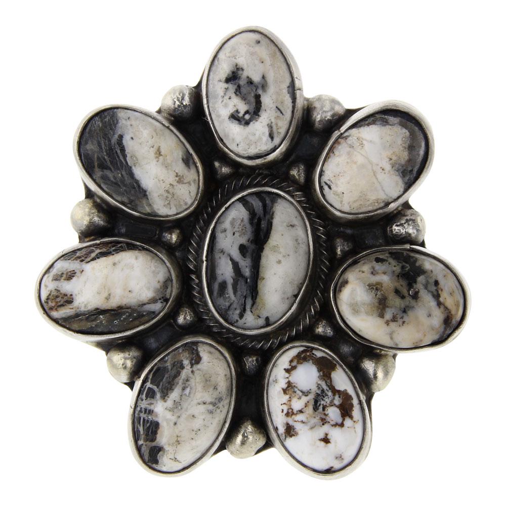 Sheila Becenti White Buffalo Cluster Ring (1 of 3)