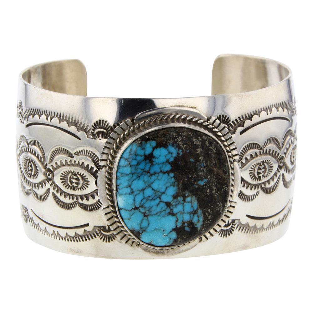 J. Nelson Spiderweb Turquoise Wide Cuff Bracelet (1 of 4)