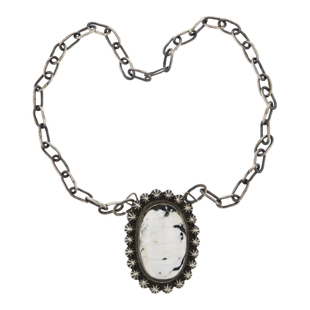 Bob Becenti White Buffalo Stamp Drops Chain Necklace (1 of 3)