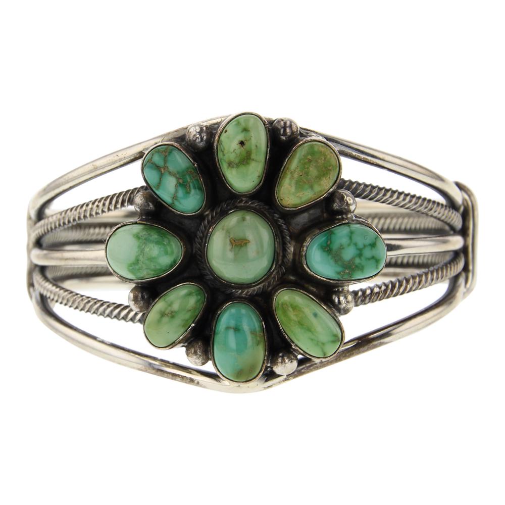 Bobby Johnson Emerald Valley Turquoise Cluster Bracelet (1 of 4)
