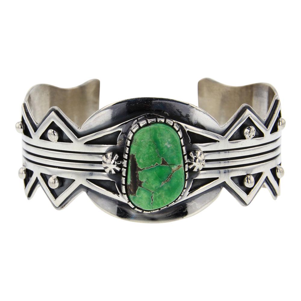 Marita Benally Carrico Lake Turquoise Overlay Cuff: Sterling Silver | Genuine Carrico Lake Turquoise | Marita Benally Carrico Lake Turquoise Overlay Cuff Bracelet | Navajo Native American Southwest Indian Jewelry | Weight:47.5 Grams, | Dimensions: Brac