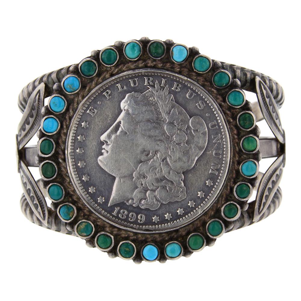 Vintage Pawn Turquoise & US Silver Currency Morgan (1 of 3)
