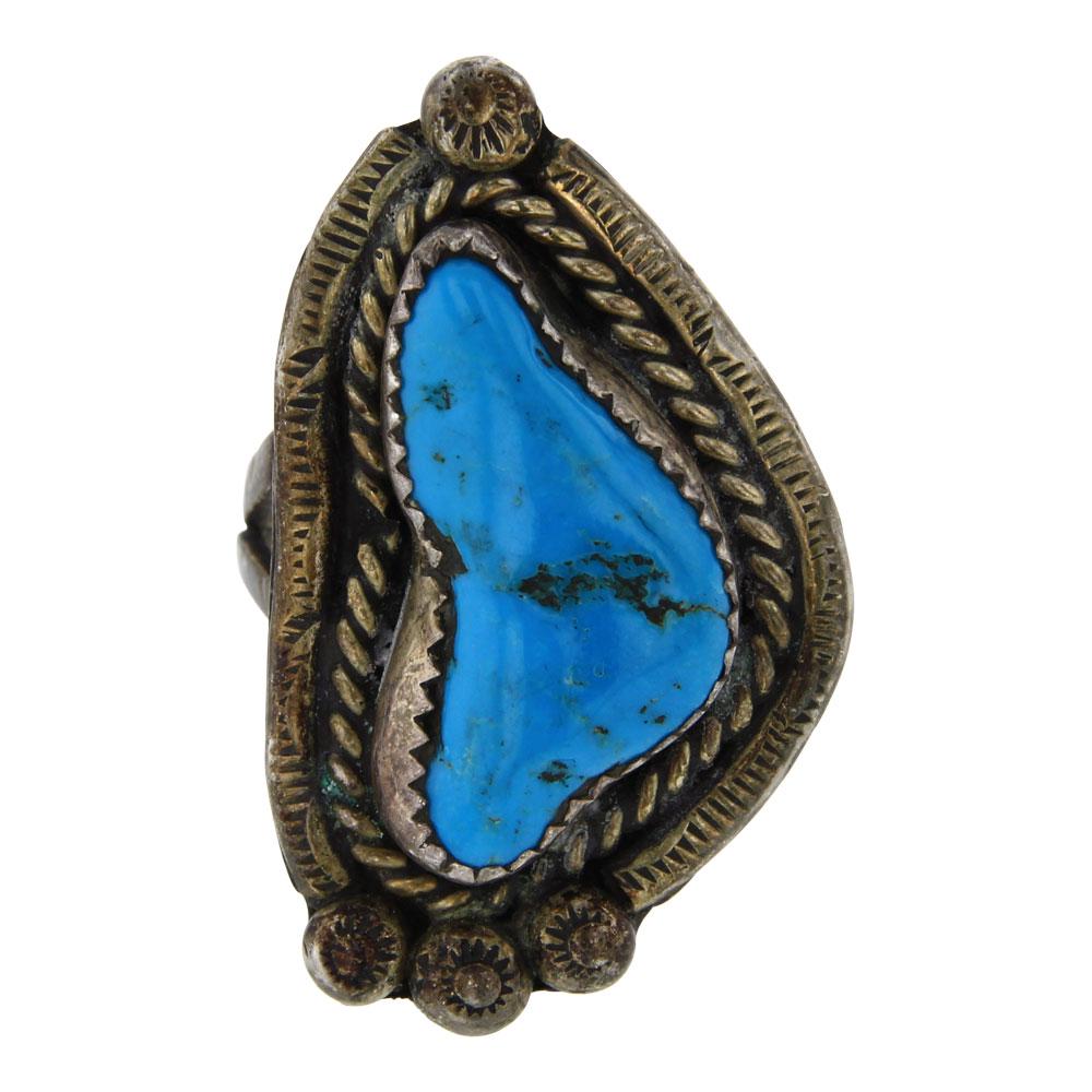 Old Pawn Sleeping Beauty Nugget Turquoise Ring (1 of 3)