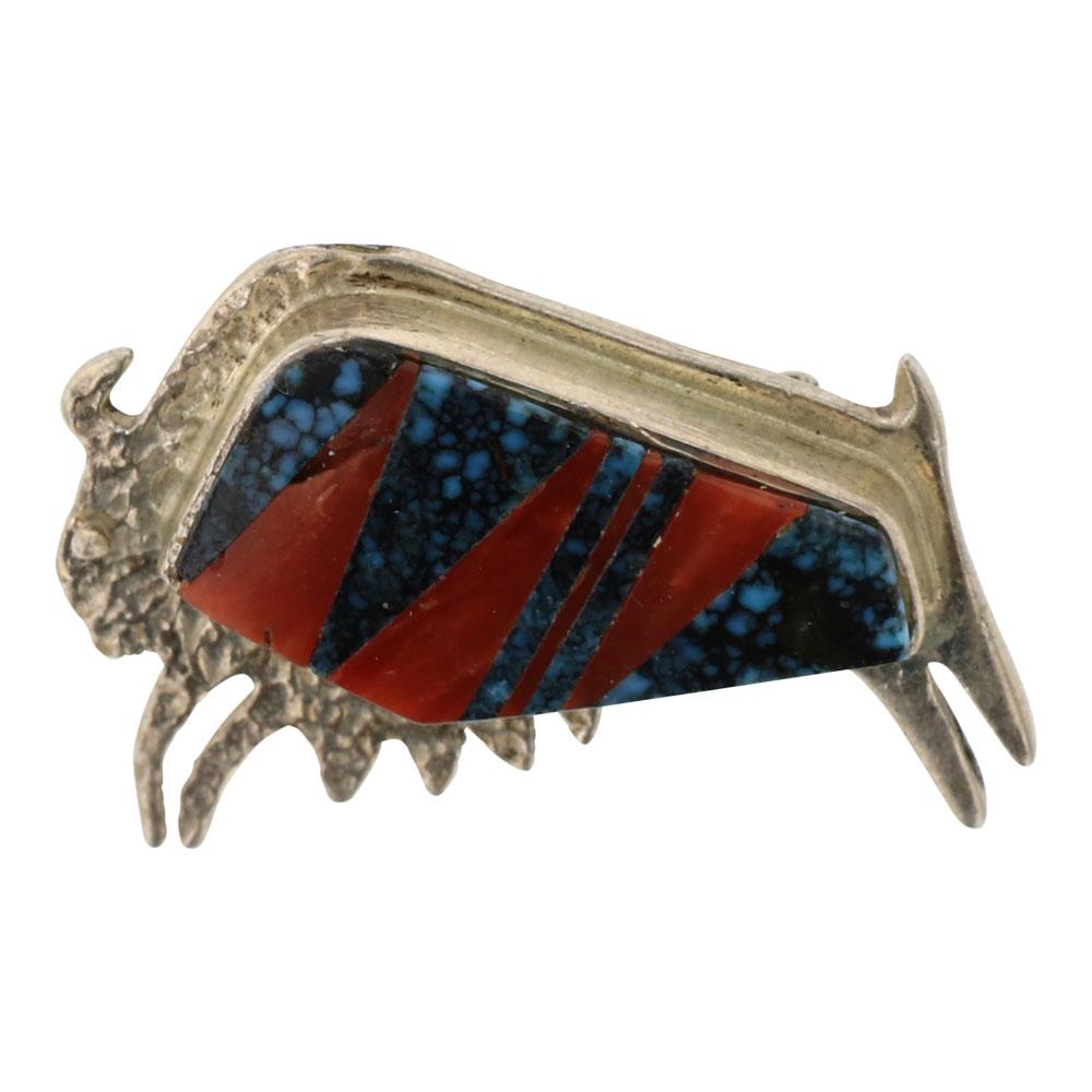 Buffalo Inlay Spiderweb Turquoise & Coral Buffalo Inlay (1 of 2)