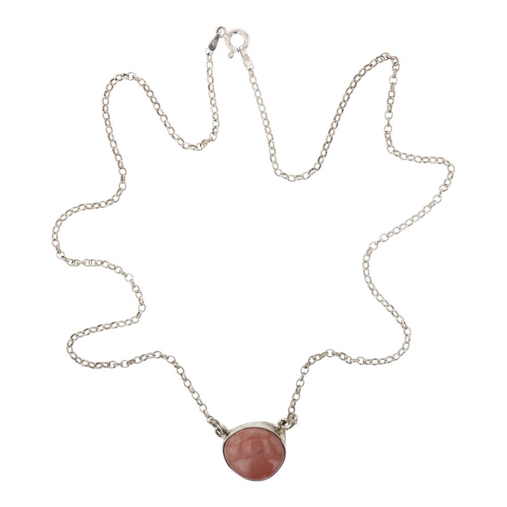 Kathleen Chavez Rhodochrosite Bar Necklace: Sterling Silver | Genuine Rhodochrosite | Kathleen Chavez Rhodochrosite Bar Necklace | Navajo Native American Southwest Indian Jewelry | Weight:7.2 Grams, | Dimensions: Necklace: 18" length, .75"diame