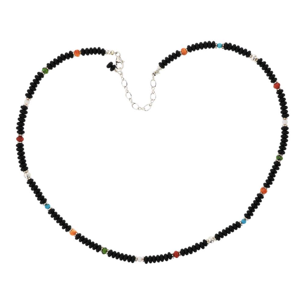 Navajo String Beads Black Onyx & Mixed Stone Necklace (1 of 2)