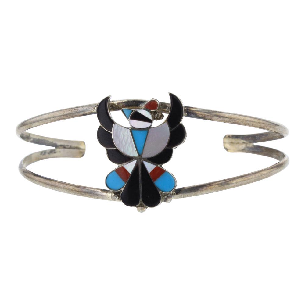Zuni Inlay Coral Turquoise & Mixed Stone Bracelet (1 of 4)