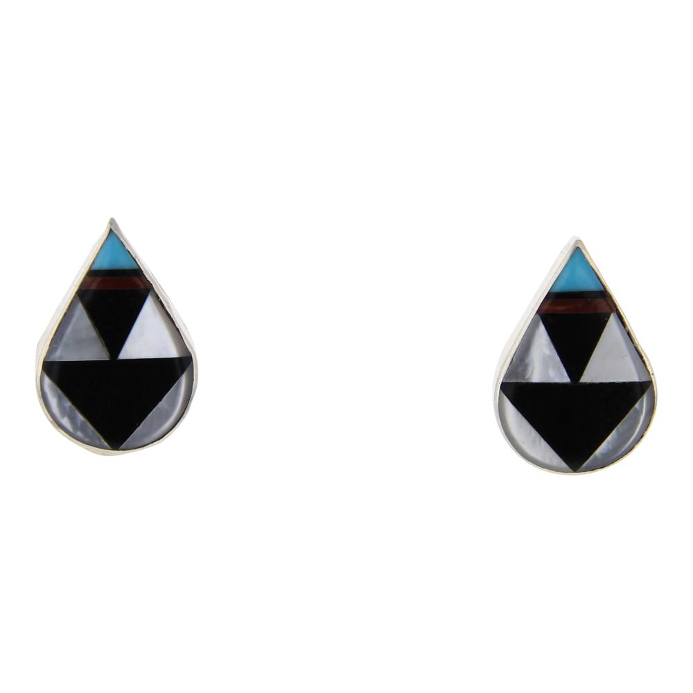 Zuni Mixed Inlay Stud Earrings (1 of 3)