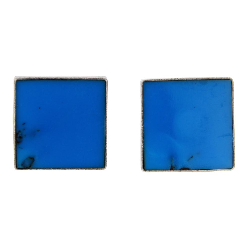 Turquoise Square Slab Earrings (1 of 2)