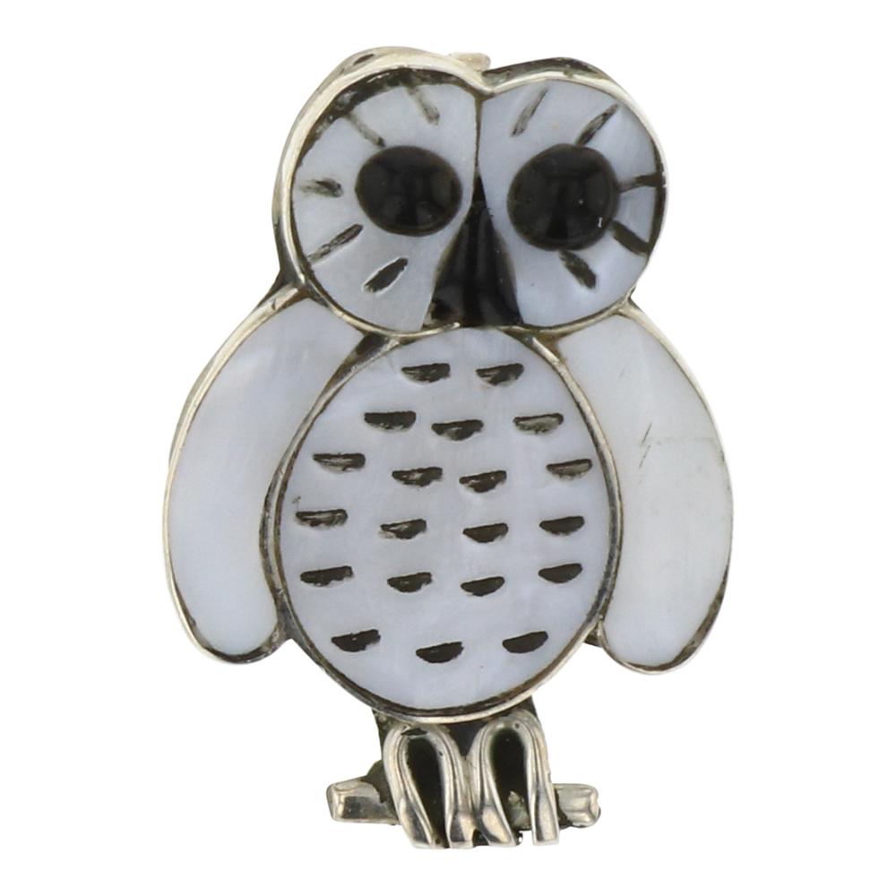 Zuni Inlay Mother of Pearl Owl Pendant (1 of 2)